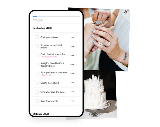 A mobile screen showing wedding checklist tasks for September.